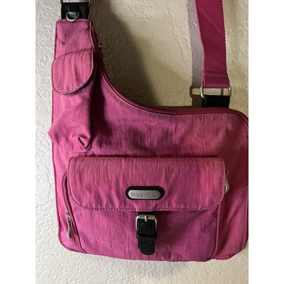Baggallini Hot Pink Ergonomic Sling Crossbody Streetwear Hipster Commuter Bag - Picture 2 of 9